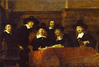 Signatuur van Rembrandt uit 1662, op het tafelkleed geschilderd